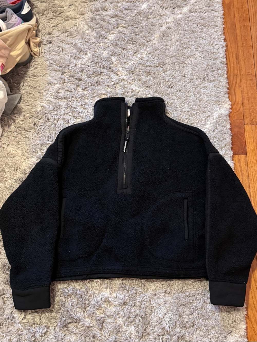 Free People Black Quarter Zip Fleece